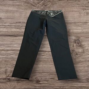 Tark’1 Women’s Black Stretch Skinny Pull On Pant Faux Leather Band Paris French